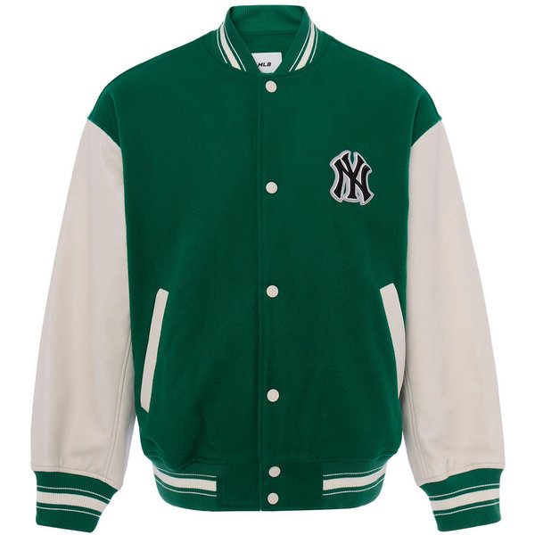 MLB Logo Listkowe ŁąCzona JednorzęDowa Kurtka Baseballowa Kurtki Unisex Zielona 3AJPB0131-50GNM XL-image