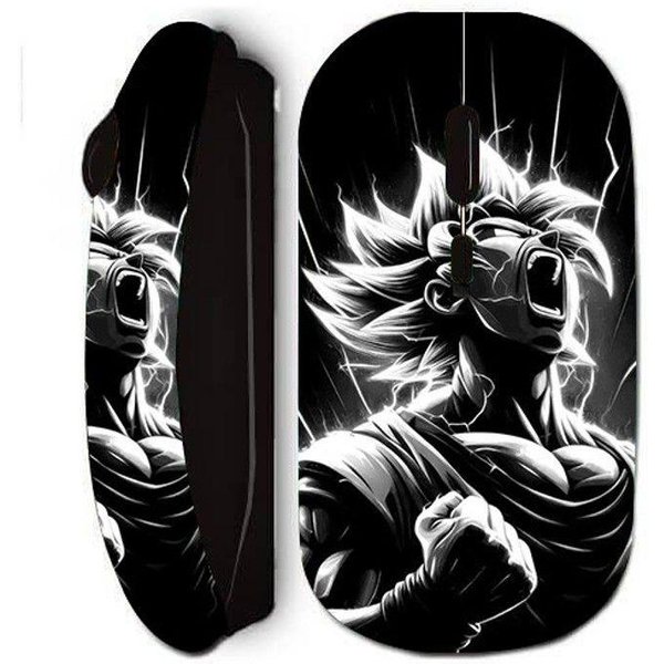 Mysz Bezprzewodowa - Dragon Ball - Goku - Czarno-BiałA - ZłA Mina - DołąCzony Klucz Usb-image
