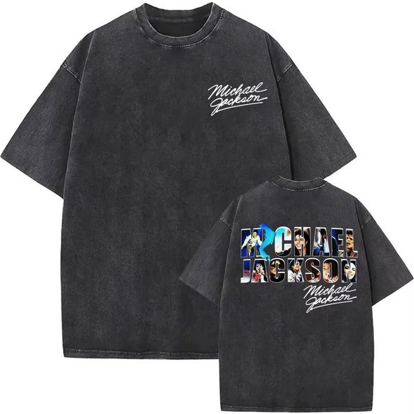 KróL Popu Michael Jackson OkłAdka Albumu Koszulka MęSka Damska Moda Klasyczna Fajny T-Shirt Casual Vintage Spierana Koszulka Streetwear XL Black-image