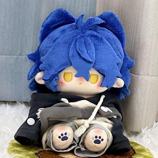 20 Cm Genshin Impact Flins Pluszowa Urocza Kawaii Wypchana Lalka Postać Anime Poduszka Cosplay Prezent Urodzinowy No Skeleton Blue-image