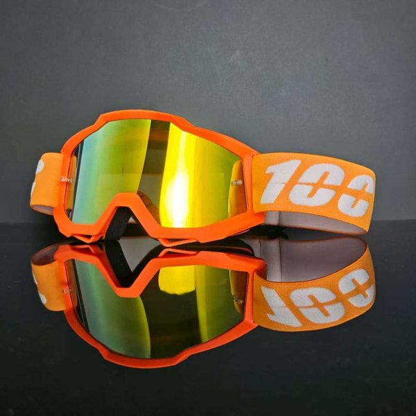 Gogle Do Kasku Motocyklowego Off-Road, Okulary Do Jazdy Na śWieżYm Powietrzu, Sportowe Wiatroszczelne Gogle Narciarskie Orange-Framed Red Film LK-image