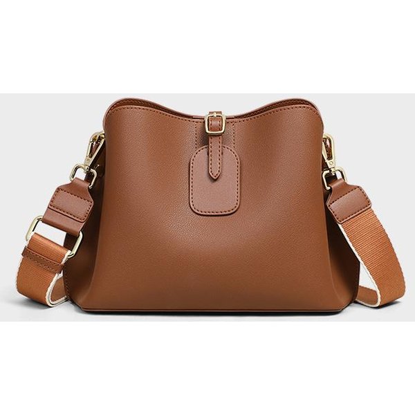 Bolso Balde Bolso De Mujer Primavera Y Verano Cuero Bolso De Mujer Sentido Senior Bolso De Hombro Bolso Bandolera Brown-image