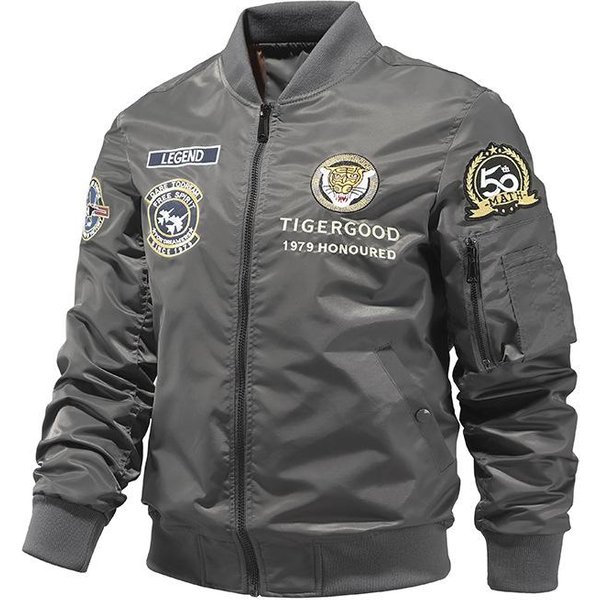 Kurtka Robocza MęSka Autumn Air Force Kurtka Lotnicza Haftowana MęSka LuźNa XL Szary-image