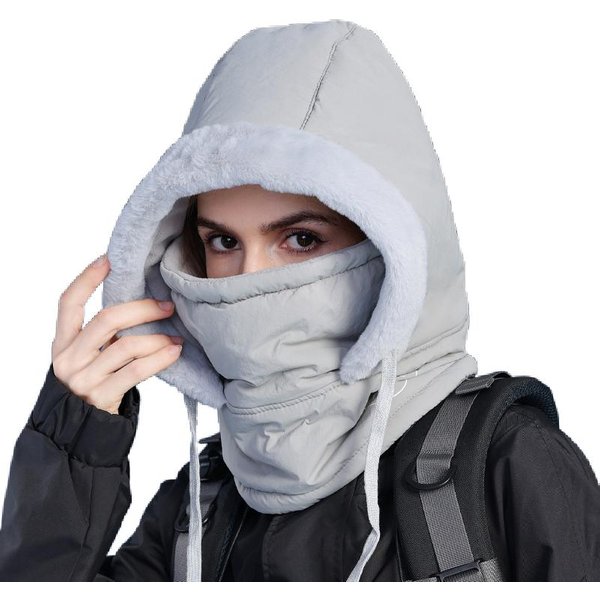 PasamontañAs Para Clima FríO A Prueba De Viento Esquí Sombrero De Invierno MáScara Facial TéRmica Transpirable Calentador De Cuello Bufanda Ciclismo Calentador De Cuello Gris Claro-image