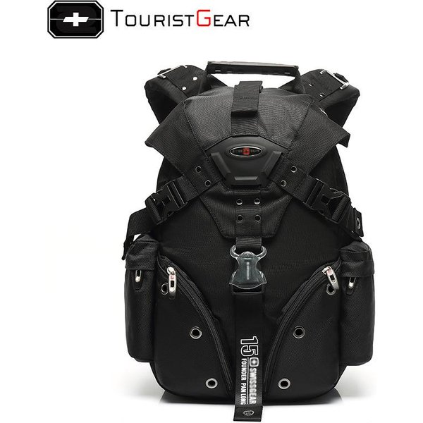 Mochila Impermeable Para Hombre, Morral Para Ordenador PortáTil De 15,6 Pulgadas, Mochila De Viaje Suiza, Mochila Escolar Informal Oxford Para Hombre 15 Inches Negro-image