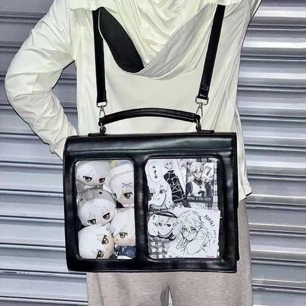 Bolsa Ita Transparente Japonesa De Nicho Casual Gran Capacidad Para Chica Bolso De Hombro Cruzado Mochila Estudiante Ulzzang De Moda Itabag Negro-image