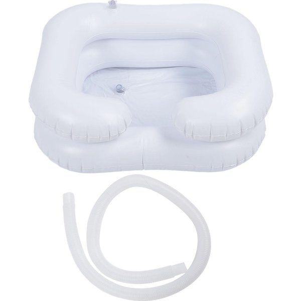 Lavabo Inflable Para Champú PVC PortáTil Antifugas Plegable Bandeja Para Lavar El Cabello Para Ancianos Embarazadas Blanco-image