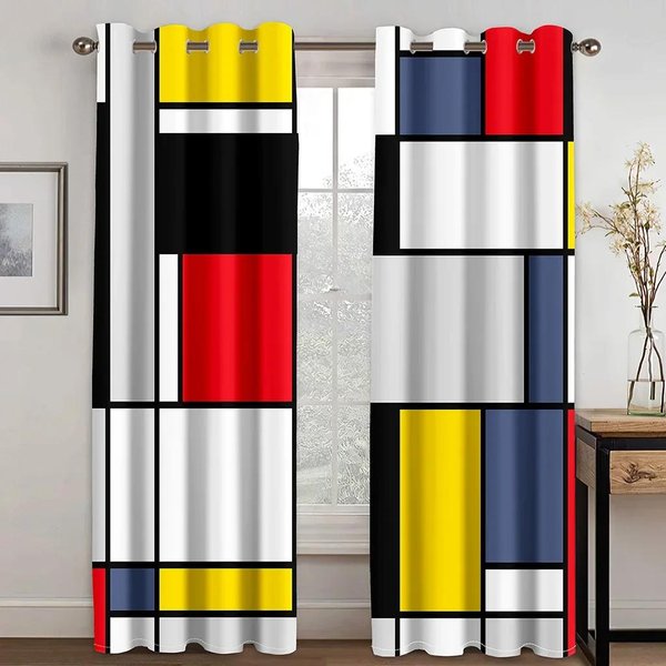 3D Tanie Abstrakcyjne Geometryczne Czerwone Nowoczesne ZasłOny Okienne Do Salonu Sypialni ŁAzienki Kuchni Drzwi WystróJ Domu Na Sprzedaż 2 CzęśCi (50Wx50H)X2(Cm)&Grommet Top-image