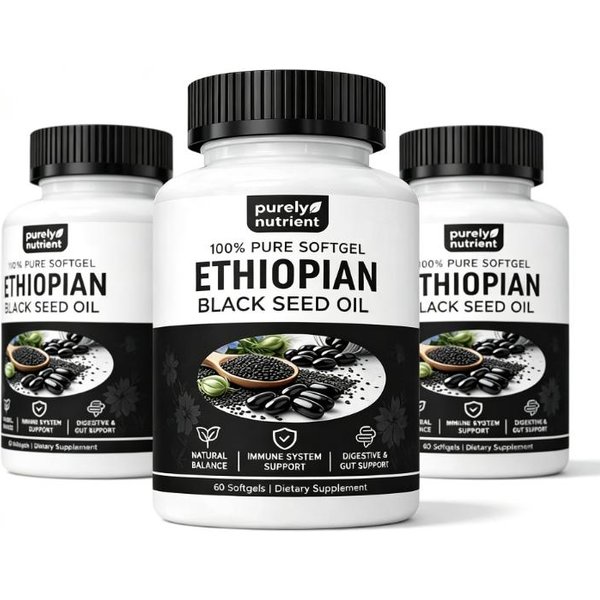 Purely Nutrient Olej Z Czarnuszki Etiopskiej KapsułKi MięKkie, 4,64% Tymochinonu, Bez GMO Bez Glutenu 60 KapsułEk Pack Of 3-image