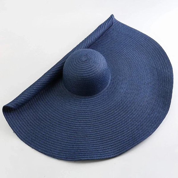 Sombrero De Sol Oversized Ancho 70Cm Viaje Grande ProteccióN UV Playa Sombreros De Paja Verano Mujer Ala Ancha Plegable Chapeaux 54-57Cm Gray-image