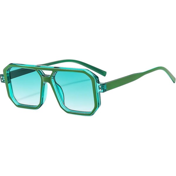 Vintage Okulary PrzeciwsłOneczne Z PodwóJnym Mostkiem Damskie Luksusowe Kwadratowe Oprawki Ochrona UV400 Damskie Okulary Pilotki Klasyczne Odcienie As Picture Blue-image