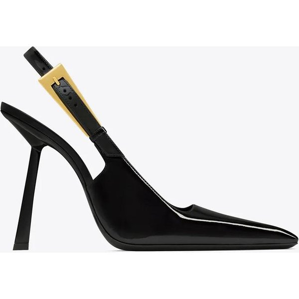 Nuevos Zapatos De TacóN Alto De Verano Para Mujer, Punta Afilada, Estilete, Moda, Zapatos Individuales Con Hebilla De Charol, Tacones Altos 35 Black-image