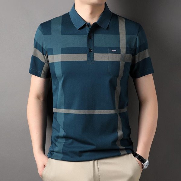 Camiseta De AlgodóN Casual De Solapa De Manga Corta Para Hombre Joven Y De Mediana Edad Verano Transpirable Fina Polo De Manga Corta Xxxl Gray-image