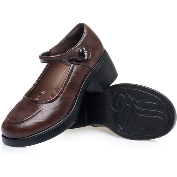Zapatos De TacóN Alto Para Mujer De Piel Suave, TacóN Grueso, Elegantes, De Una Sola Tira, Estilo Mary Jane, VersáTiles 39-image