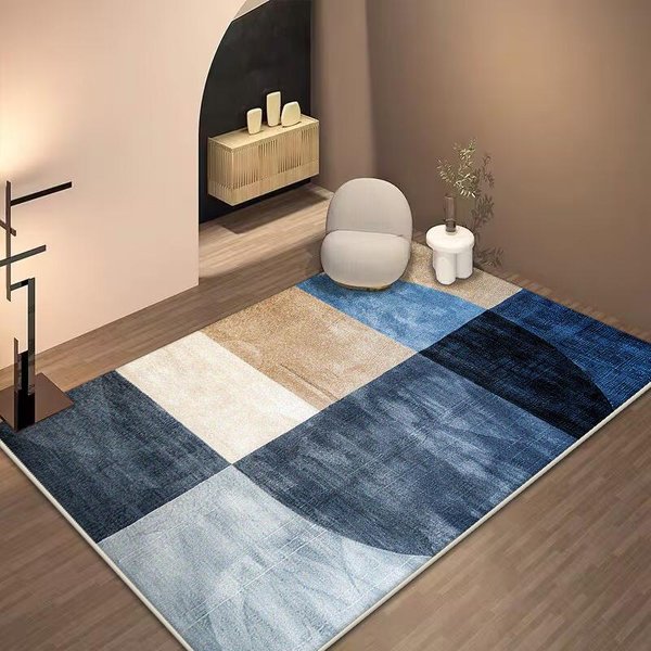 Alfombra GeoméTrica Abstracta NóRdica Para Sala De Estar DecoracióN De Felpa Hogar Moderna Antideslizante Alfombra De Piso Lavable Dormitorio Vestidor 80*160Cm-image