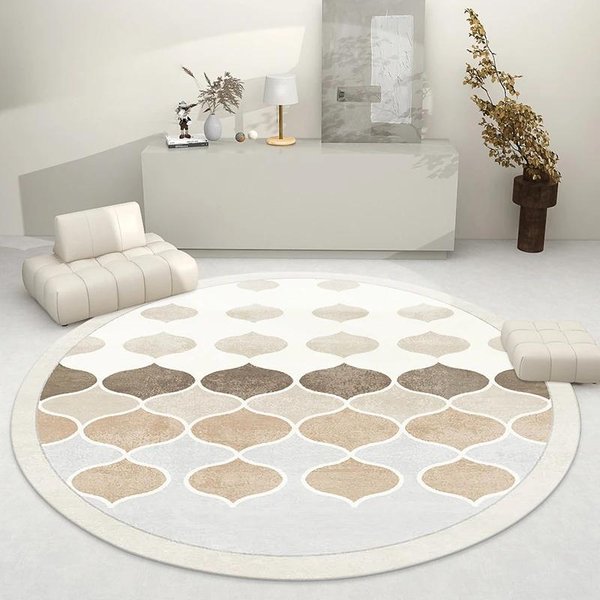Luksusowy OkrąGłY Dywan W Stylu Francuskim – Gruby Pluszowy Dywan Do Salonu, MięKka Puszysta Mata PodłOgowa Do Sypialni, Salonu, WystróJ Domu Diameter 120Cm(47In)-image