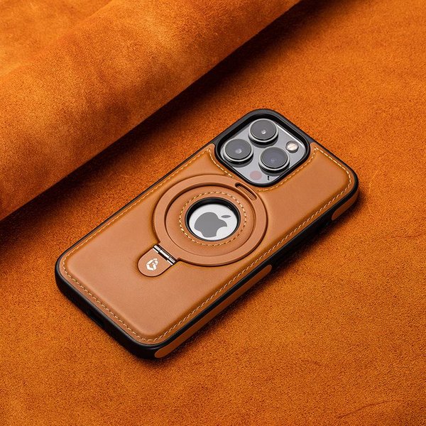 Luksusowy Biznesowy SkóRzany Magnetyczny Stojak Na Telefon PU Do Iphone'a 15 14 13 12 Pro Max Magnetyczny Magsafe Bezprzewodowe łAdowanie Iphone 15 Pro Max-image
