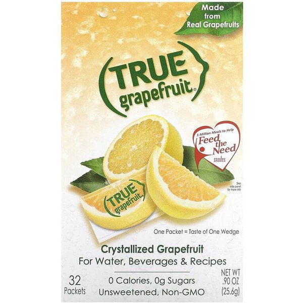 Prawdziwy Grejpfrut, Skrystalizowany Grejpfrut, Bez Cukru, Opakowanie 32 Saszetek 0,90 Uncji (25,6 G)-image