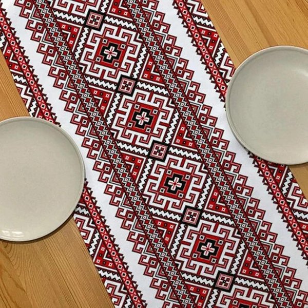 UkraińSki BieżNik StołOwy, Haftowany Obrus, Dekoracja StołU W Stylu Wiejskim, ŚWiąTeczna Zastawa StołOwa, Nowoczesna Dekoracja śRodka StołU 150X33Cm-image