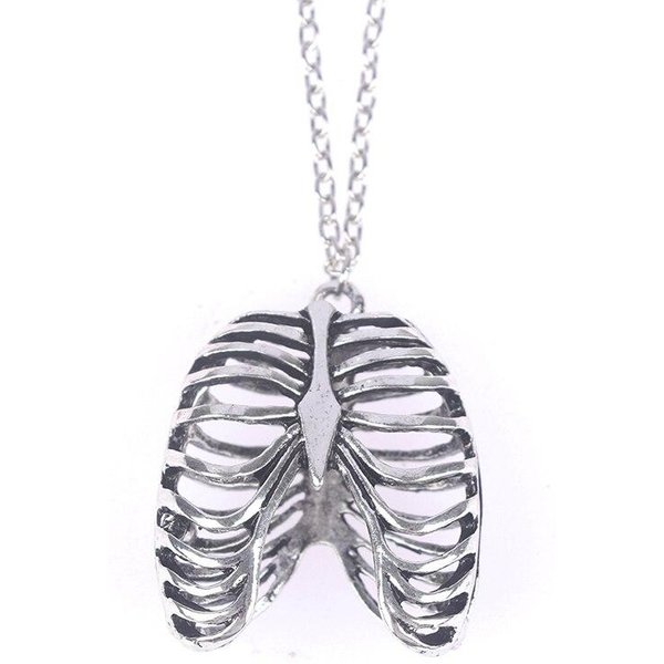 1 Pieza Moda GóTica Vinage Collar Caja ToráCica AnatóMico Esqueleto CorazóN GóTico Punk ÚNico Retro Colgante Collar Para Hombres Mujeres-image