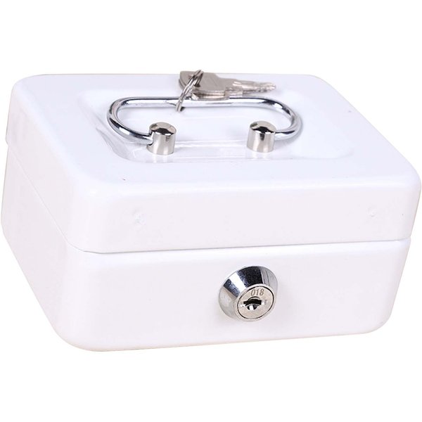 Caja De Dinero Con Bandeja Para Dinero Metal Almacenamiento Seguro Caja De Seguridad Con Cerradura Mini Caja De Dinero Con Cerradura Organizador Para Ahorrar Dinero Blanco-image