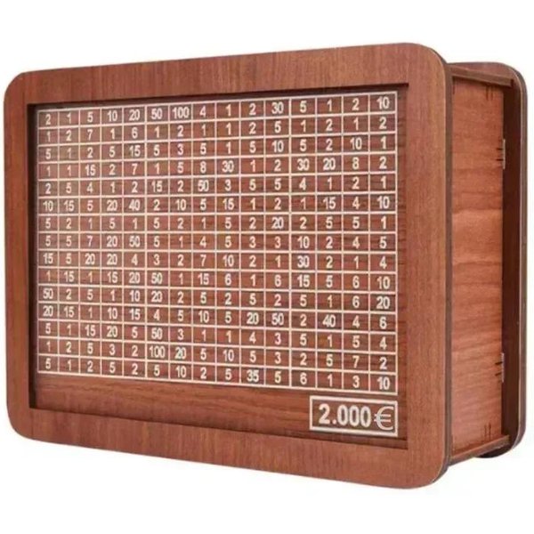500/1000/2000/3000/5000/10000 Skarbonka Euro Skarbonka Drewniana Skarbonka Skarbonka Wielokrotnego UżYtku Z PudełKami Do OszczęDzania I Liczbami-image