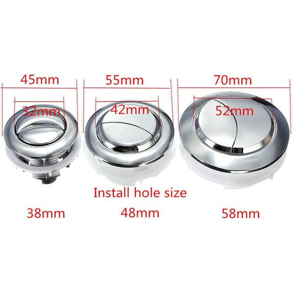 BotóN Pulsador De Tanque De Agua De Inodoro De Doble Descarga De PláStico Con 2 Varillas Para Orificio De 38, 48 Y 58 Mm S-image