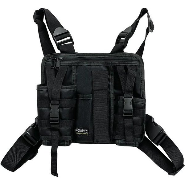 Bolsa De Pecho Hip Hop Streetwear Chaleco Bolso Pechera Unisex Bolsas PretoráCicas Ajustables Hombre Mochila Chaleco Deporte Exterior Negro-image