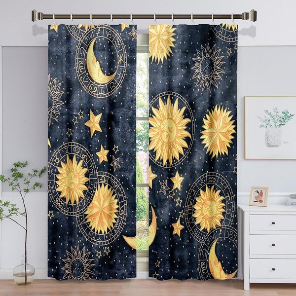 Cortinas De Ventana Coloridas Espirituales De Mandala De Tarot Para HabitacióN Infantil Sala De Estar Pasillo Tratamientos DecoracióN De Cocina Cortinas Persianas W50 X H130(Cm)X2&Grommet Top-image