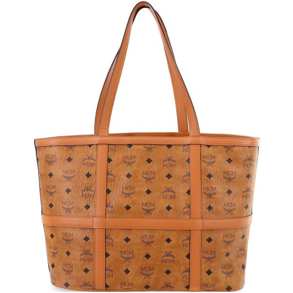 MCM Bolso Tote Delmy Con Monograma Visetos De Cuero Para Mujer Bolsos Tote MarróN CoñAc MWPBSER01CO001 Basic Set (Bag+Dust Bag) Brown-image