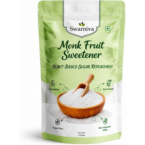 SłOdzik Monk Fruit Swarniva 250G | Naturalny SłOdzik Bez Cukru I Kalorii | Przyjazny Dla Diety Ketogenicznej Zamiennik Cukru | RośLinny, Indeks Glikemiczny 0 Beige-image