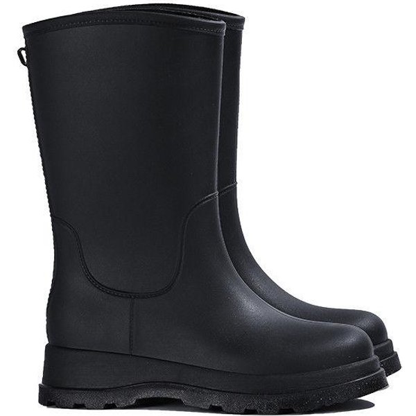 Botas De Lluvia De CañA Alta Para Mujer, Ropa De Abrigo De Moda, Antideslizantes, Impermeables, Resistentes Al Desgaste, Zapatos De Goma Integrados, Botas De Lluvia De CañA Larga Con Suela Blanda 37 Black-image