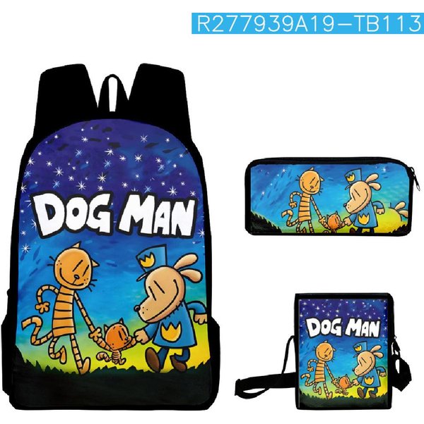 CláSico Popular Novedad Perro Hombre ImpresióN 3D 3Uds/Set Alumno Mochilas Escolares Mochila Para PortáTil Mochila Bolso De Hombro Inclinado Estuche-image