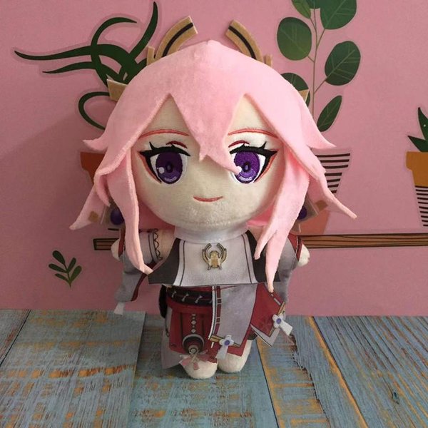 Juego Anime Genshin Impact MuñEco De Peluche Juguete 20Cm Yae Miko Raiden Shogun Beelzebul Lindo Suave Almohada Rellena Cosplay-image