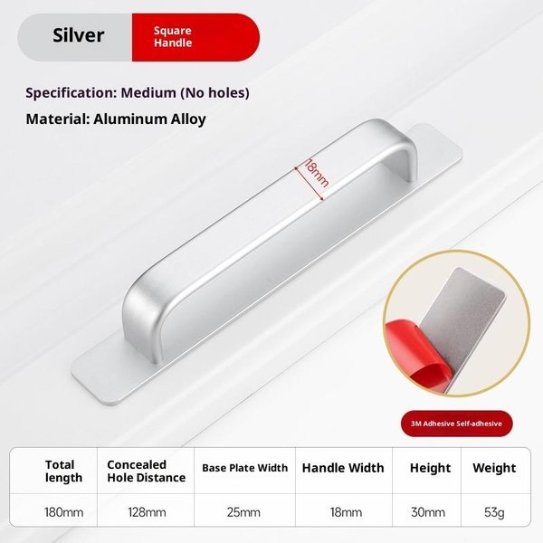 Stopy Aluminium Bez Wiercenia Uchwyt Szklane Drzwi Przesuwne Okno Szuflada Szafa Push-Pull Naklejka ŁAzienkowa Klamki-image