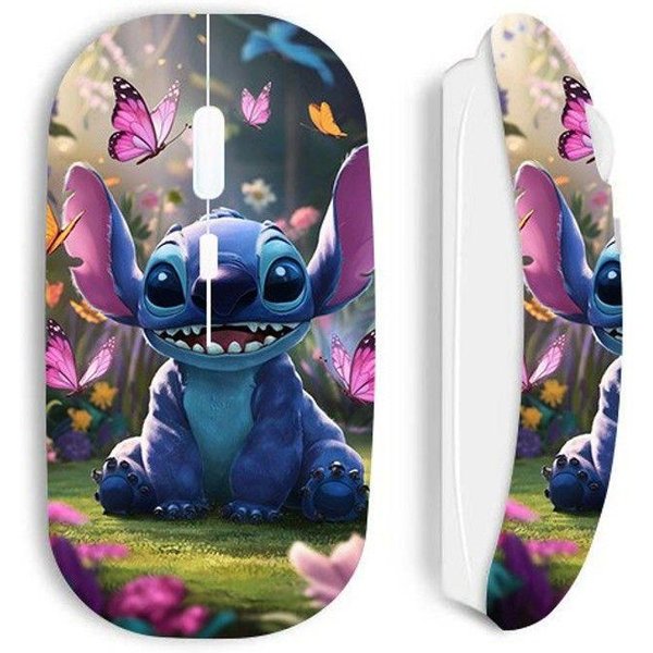Myszka - Maniacase - Stitch - Bezprzewodowa - BiałA - Z Kluczem Nano Usb Wifi-image