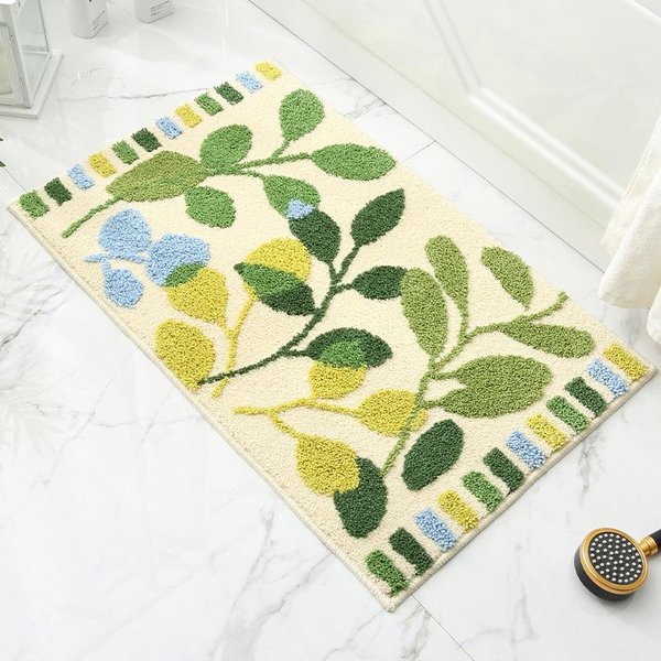 Ins Light Luxury Leaf Plant Jacquard ŁAzienka Mata AntypośLizgowa Mata ChłOnna Mata PodłOgowa Mata Drzwiowa Mata AntypośLizgowa Mata PodłOgowa Dywan Do Sypialni 50X80Cm-image