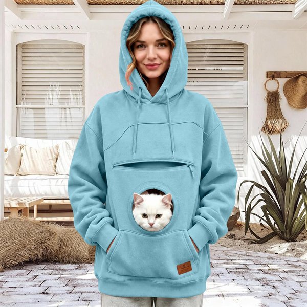 Unisex Bluza Z Kapturem I Kieszenią Na ZwierzęTa, Z DłUgim RęKawem, Dla I Psa, Modny Sweter XL-image