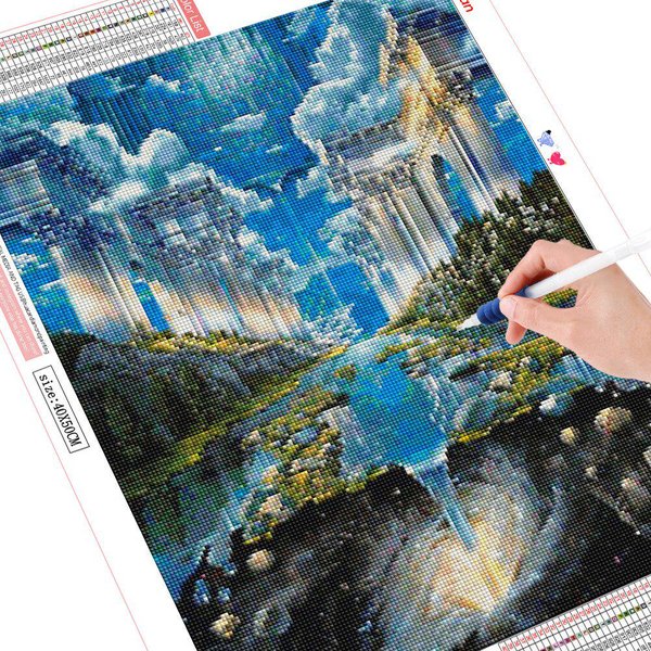 Paisaje Con Mosaico De Diamantes, Bordado De Diamantes Redondo Completo, FantasíA 5D, Pintura De Diamantes DIY 20X30-image