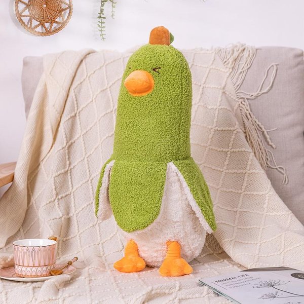 Almohada De Peluche Pato Banana Juguete De Peluche Peluches MuñEcos De Animales CojíN Relleno Sofá Cama Almohada Lumbar Almohada Para Dormir De Espalda DecoracióN 50Cm Yellow-image
