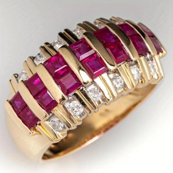 Anillo GeoméTrico PequeñO De DiseñO Retro Incrustado Con Circonita, JoyeríA De Accesorios De Fiesta NavideñA De Moda Para Mujer 9 Brown-image