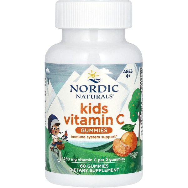 Nordic Naturals, Gomitas De Vitamina C Para NiñOs, A Partir De 4 AñOs, Sabor A Mandarina áCida, 250 Mg, 60 Gomitas (125 Por Gominola)-image