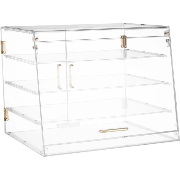 Vitrina De PanaderíA, Vitrina De PasteleríA Comercial De 4 Niveles Para Mostrador, Caja De Pan De AcríLico Transparente Para Cocina, Armario Para Pasteles De Fiesta Con Puerta Trasera MagnéTica-image