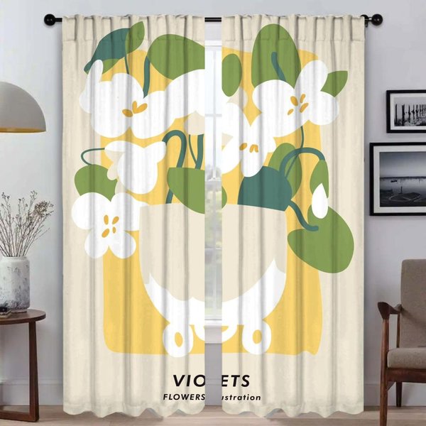 Cortinas Blackout Florales NóRdicas Para Sala De Estar Cortinas Interiores Para El Hogar 2 Piezas ParticióN DecoracióN De Halloween Estores Cortina W50Xh70Cmx2Pcs-Cl-image