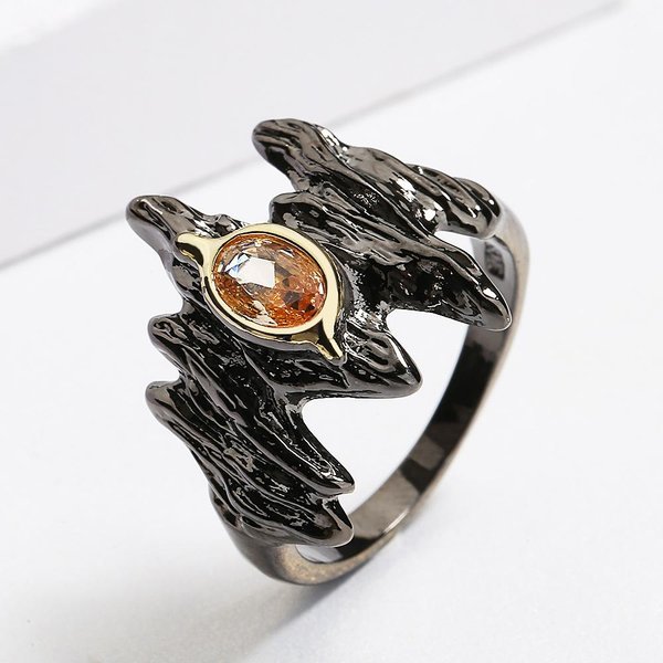 Anillo Para Mujer Estilo Punk Con ZircóN ÁMbar Incrustado JoyeríA Creativa De Oro Negro Forma Irregular De Rama Anillo Para Fiesta No. 10 Gray-image