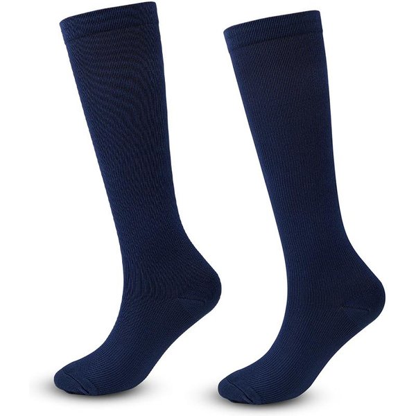 Calcetines De CompresióN Para Mujeres Y Hombres, Calcetines Hasta La Rodilla, Soporte Para Correr, Atletismo, Ciclismo, EnfermeríA, S-M Negro-image