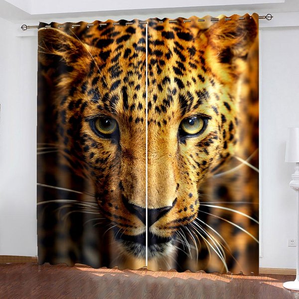 Un Tigre Acostado Sobre Una Piedra Cortinas Para Ventana Sala De Estar Cortinas De Tela Animal Salvaje Cortina 3D DecoracióN Del Hogar Cortinas Para Dormitorio 100W160H(Cm)40X63In&Grommet Top-image