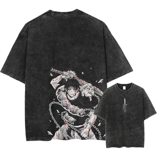 JapońSkie Anime Jujutsu Kaisen Graficzny Czarny BawełNiany T-Shirt Unisex MęSki Damski KróTki RęKaw Moda Vintage Tee L-image