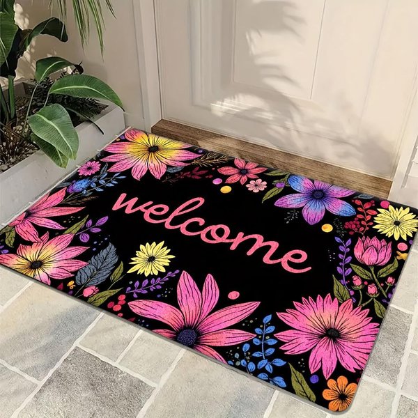 ŻYwy Kwiatowy Wycieraczka Powitalna AntypośLizgowa Do Salonu Sypialni Kuchni Bohemian Kwiatowy Klimat Dywanik PodłOgowy Do Przedpokoju 40X60Cm-image