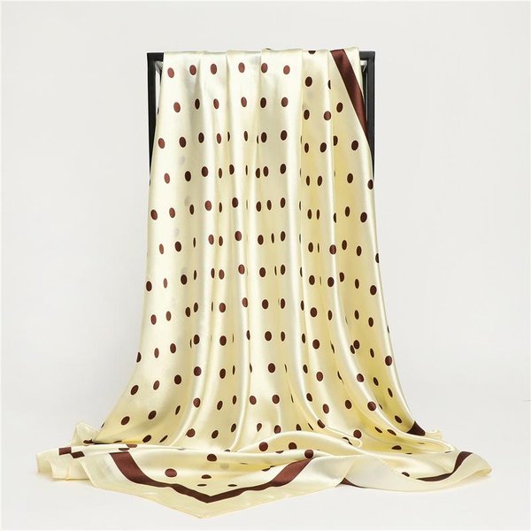 PañUelo Cuadrado Estampado De Lunares Para Mujer Chal De Seda PañUelo De Cuello Bandas Para El Cabello Femeninas Envolturas Para La Cabeza Diadema Foulard SatéN Hiyab Bandana 90X90Cm-image